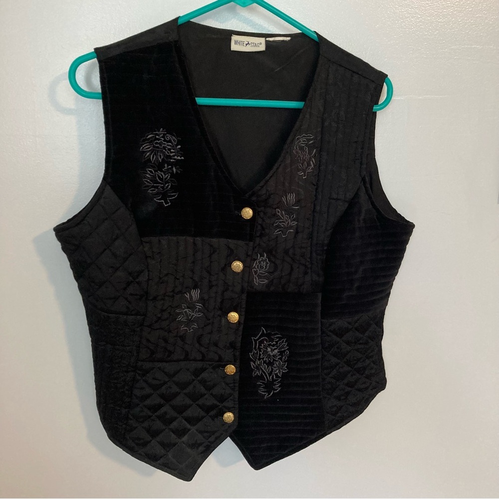 Quilted Embroidered Velvet Vest